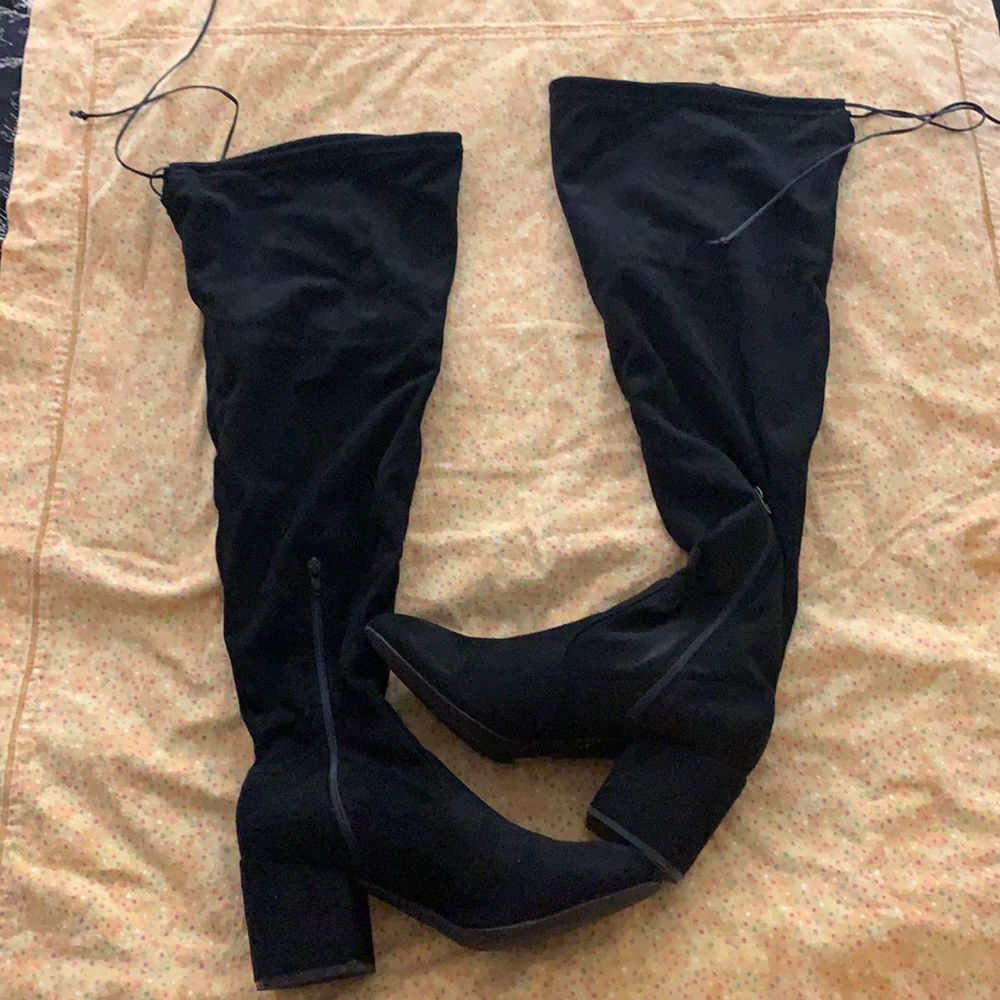 Over the knee wide calf boots